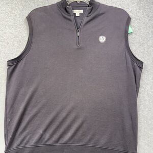 Peter Millar Gray Pima Cotton Sleeveless Golf Vest 1/4 Zip Size L Embroidered
